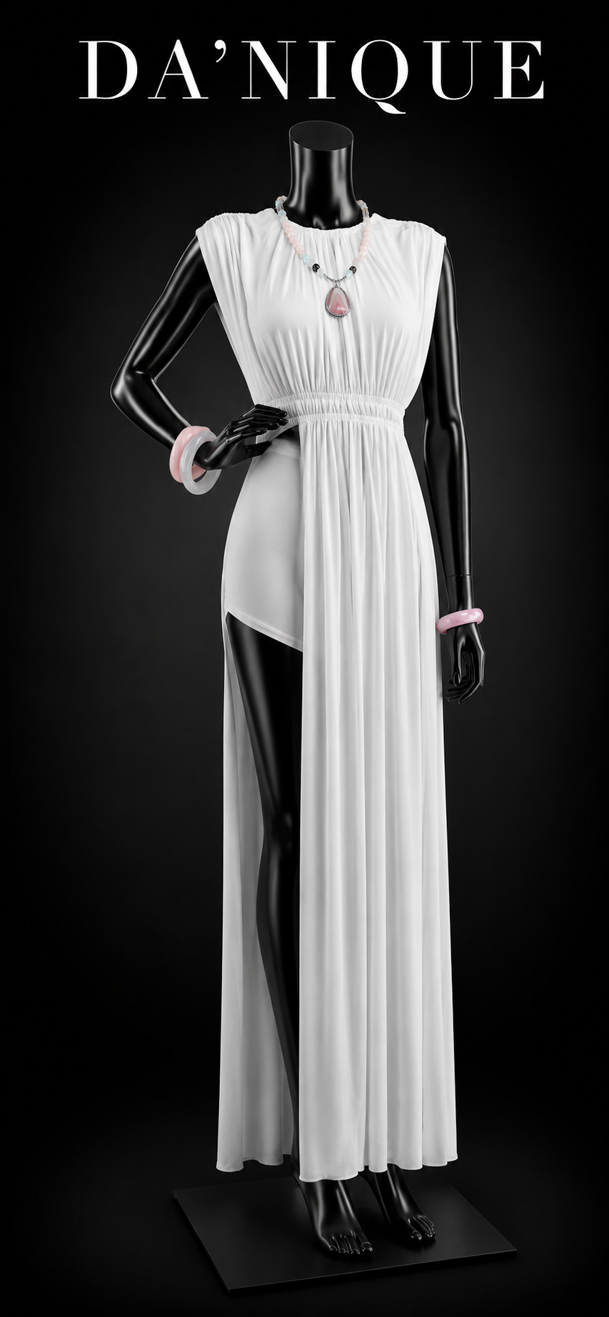 Dress Maxi Sheer Mesh Front Slits with Shorts