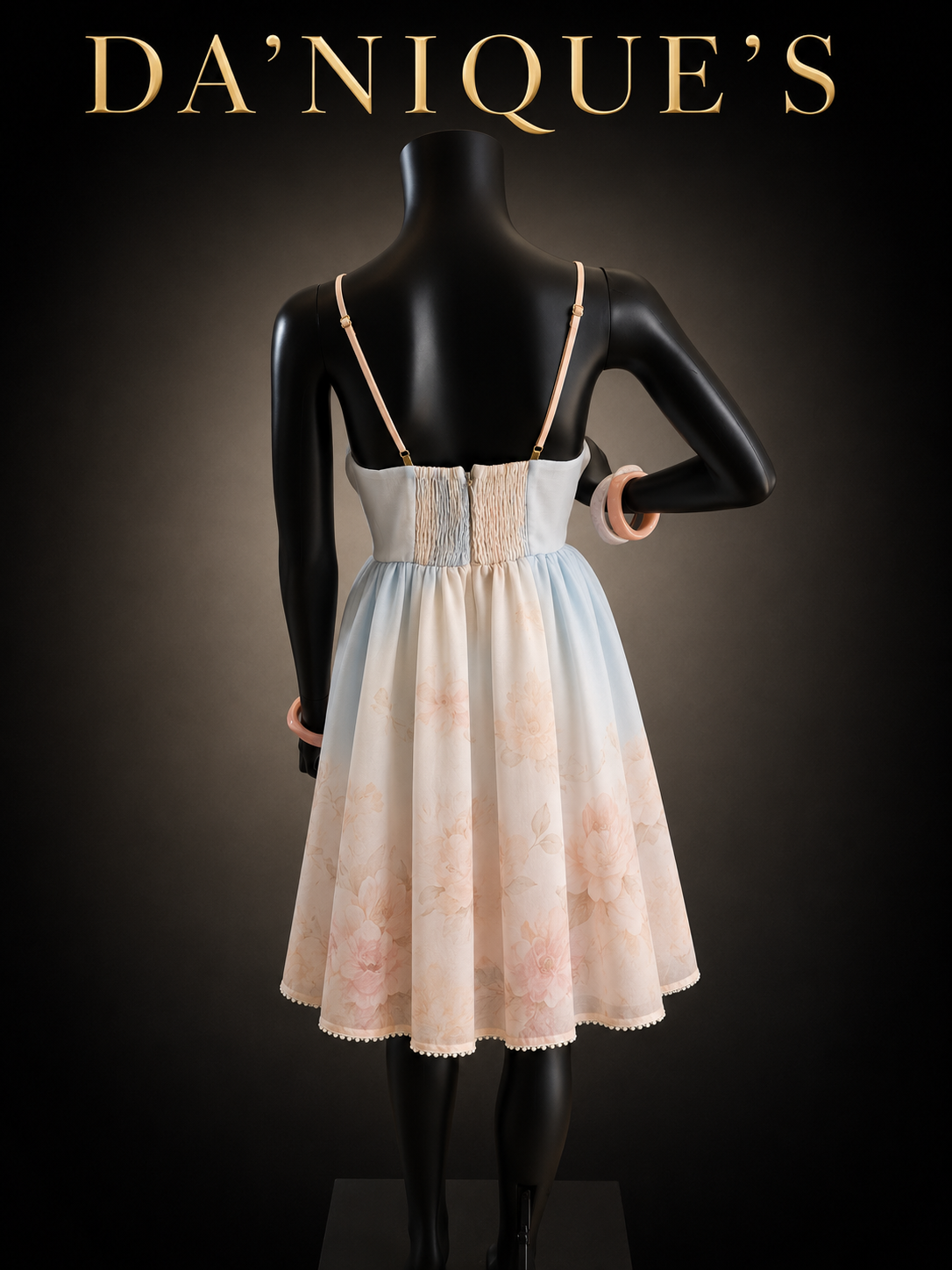 Dress Low Plunge Neck Beaded Trim Soft Summer Mini with Spaghetti Straps