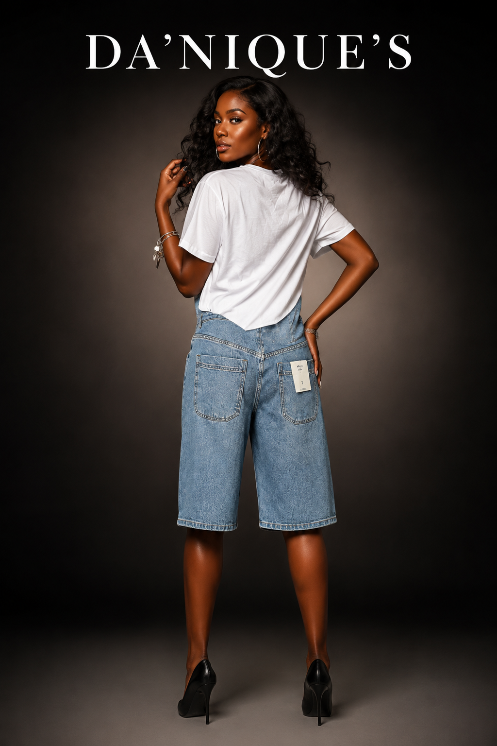 Mid-Waist Studded Bermuda Shorts
