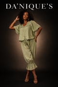 Set withMid-Length Matching Pants with Ruffled Bottom Sage