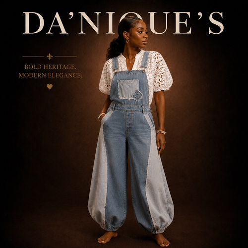 Denim Overall with Front Laced Pocket