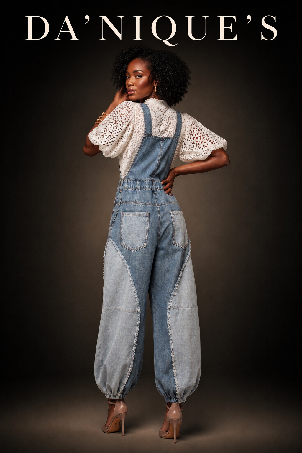 Denim Overall with Front Laced Pocket