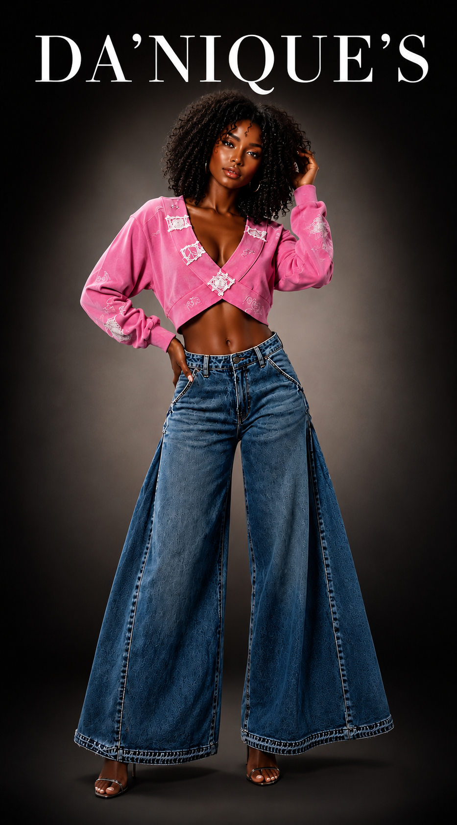 Top Patched Midriff Long Sleeve