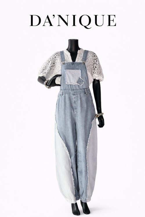 Denim Overall with Front Laced Pocket