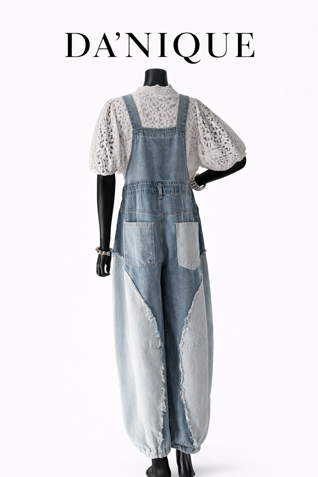 Denim Overall with Front Laced Pocket