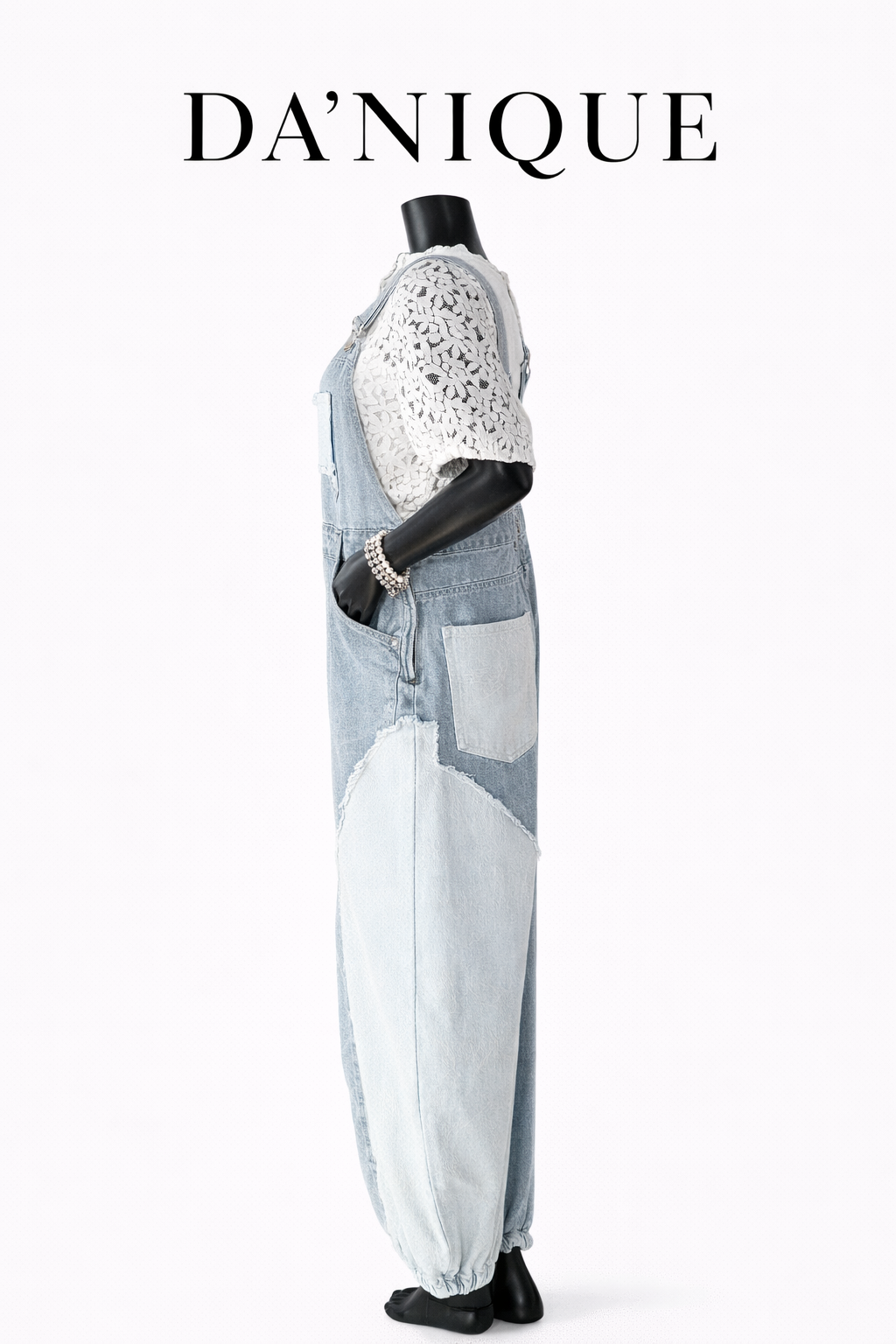Denim Overall with Front Laced Pocket