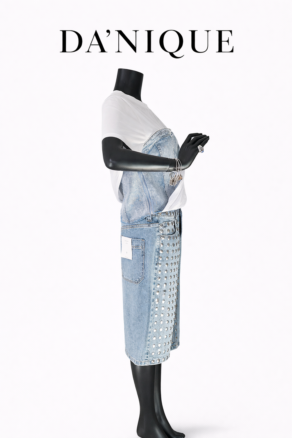 Mid-Waist Studded Bermuda Shorts